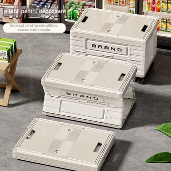 Căruț de cumpărături cu patru roți, corp din plastic, imprimare a logo-ului disponibilă