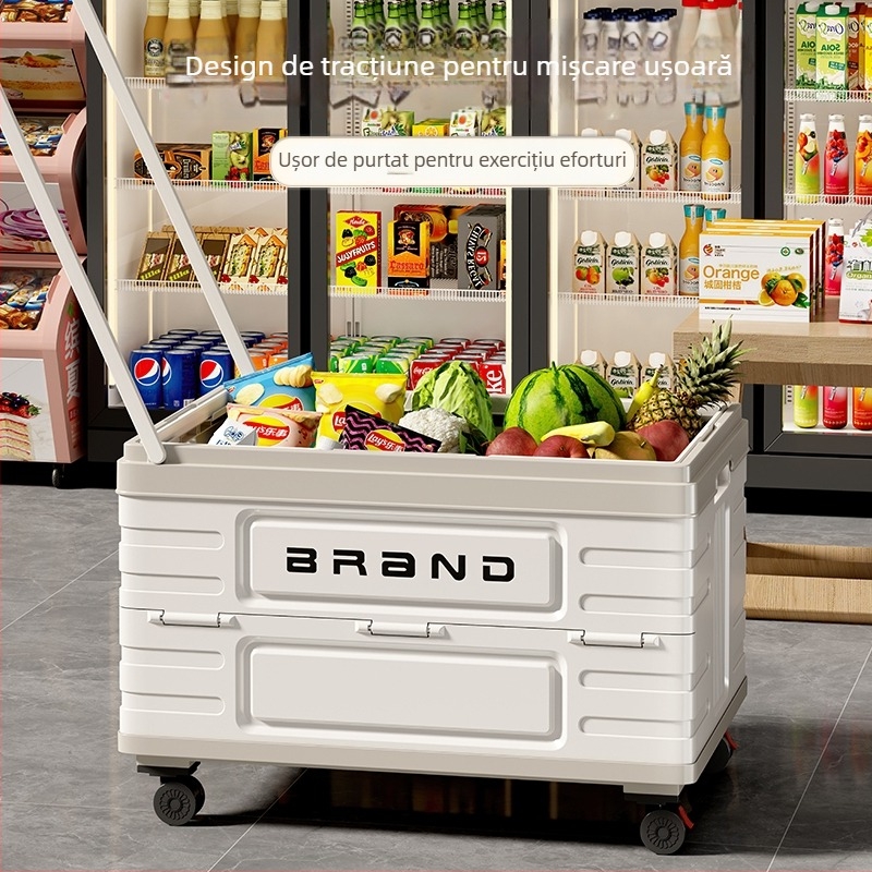 Căruț de cumpărături cu patru roți, corp din plastic, imprimare a logo-ului disponibilă