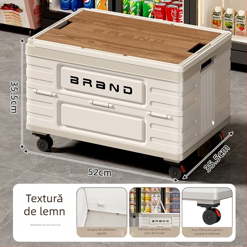 Căruț de cumpărături cu patru roți, corp din plastic, imprimare a logo-ului disponibilă