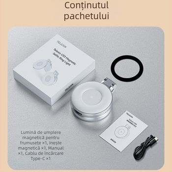 Taixun S5-BGD-01 Lumină de frumusețe magnetică pentru telefoane mobile, trei culori, corp din fibră de carbon, sarcină maximă 2–5 kg, greutate 150 g