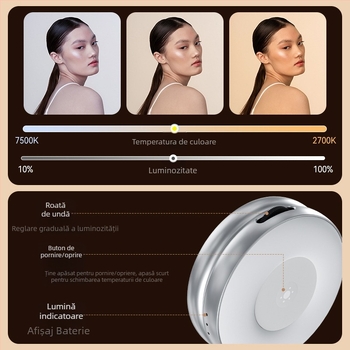 Taixun S5-BGD-01 Lumină de frumusețe magnetică pentru telefoane mobile, trei culori, corp din fibră de carbon, sarcină maximă 2–5 kg, greutate 150 g