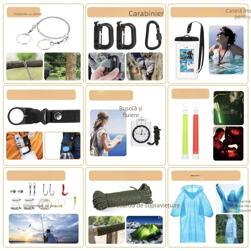 Set de unelte pentru supraviețuire pentru camping în aer liber (Brand: Nothing; Categorie: Instrumente de supraviețuire; Comandă minimă: 1; Etichetă privată: Nu)