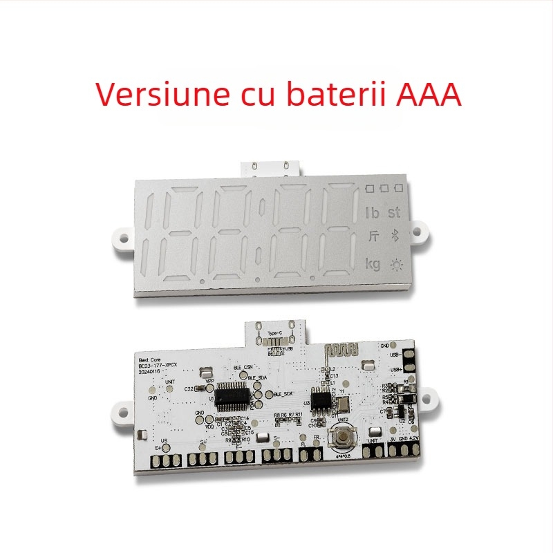 Cântar corporal cu Bluetooth pentru grăsime, afișaj LED, 200 kg capacitate, baterie reîncărcabilă