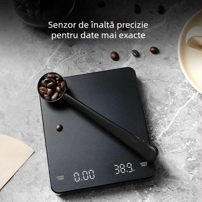 KC-2150C Cântar de cafea reîncărcabil, domeniu 3 kg/0,1 g, măsurare electronică, alimentare USB sau baterie AA, cântar de bucătărie multifuncțional