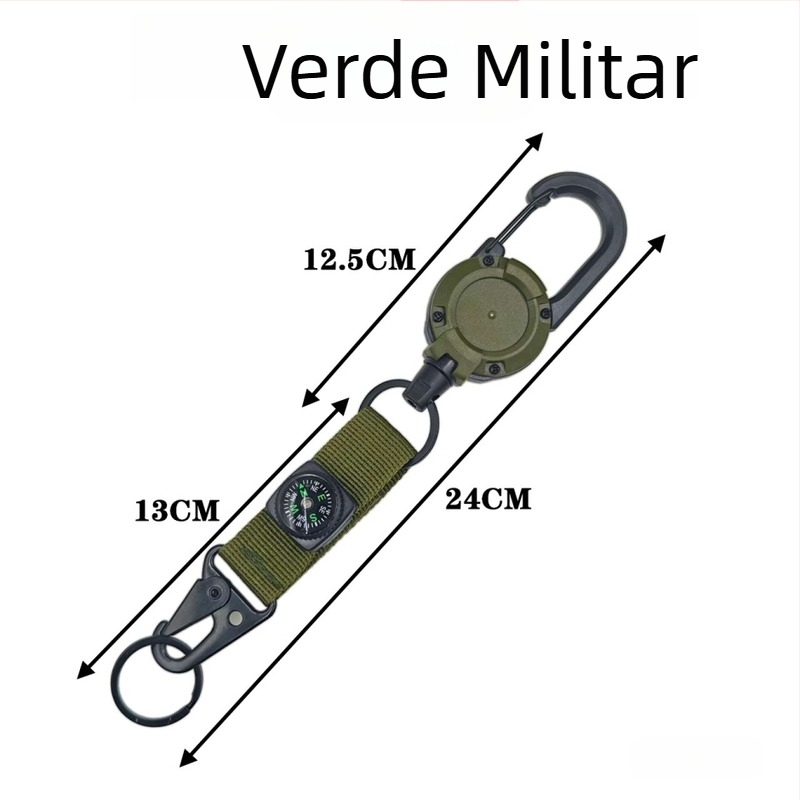 Breloc cu carabinieră retractabilă, corp din ABS plastic, cablu din sârma, sarcină maximă 30 g, personalizabil, încuietoare cu busolă