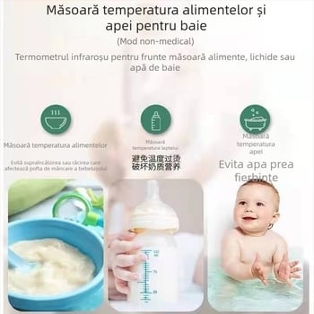 Termometru infraroșu pentru frunte, fără contact, termometru digital portabil (3-5 cm)
