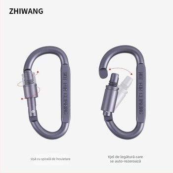 Încuietoare tip D din aluminiu pentru echipament outdoor, sarcină maximă 40 kg, Brand Expectation, Model HJGK