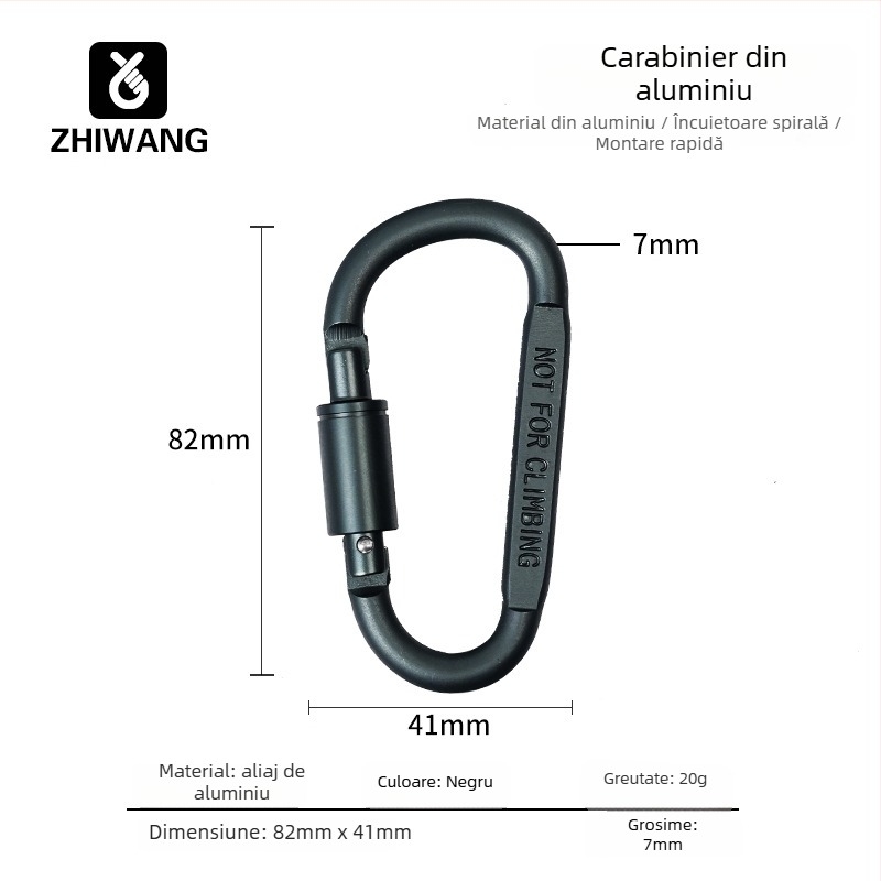 Încuietoare tip D din aluminiu pentru echipament outdoor, sarcină maximă 40 kg, Brand Expectation, Model HJGK