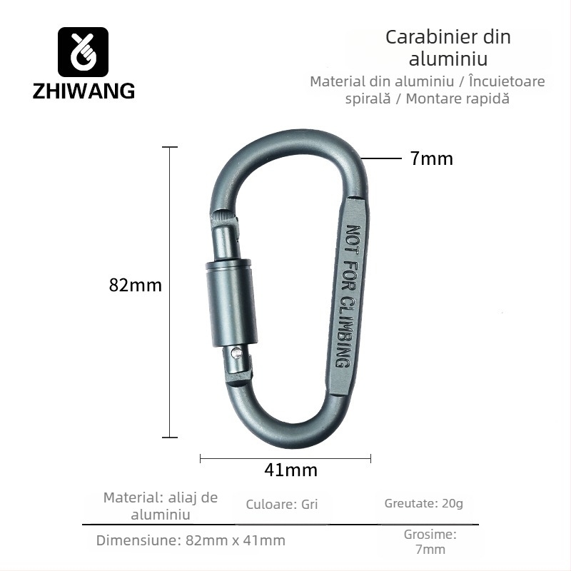 Încuietoare tip D din aluminiu pentru echipament outdoor, sarcină maximă 40 kg, Brand Expectation, Model HJGK