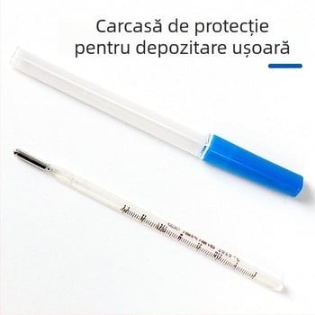 Termometru medical din sticlă cu mercur pentru măsurarea febrei subrațului și în gură, reutilizabil, cutie cu 10 bucăți, brand Hainuo