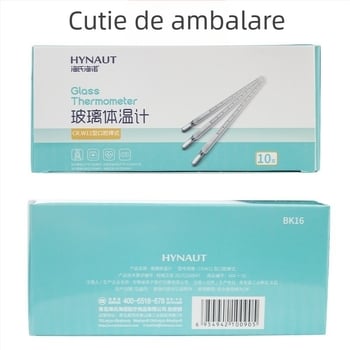 Termometru medical din sticlă cu mercur pentru măsurarea febrei subrațului și în gură, reutilizabil, cutie cu 10 bucăți, brand Hainuo