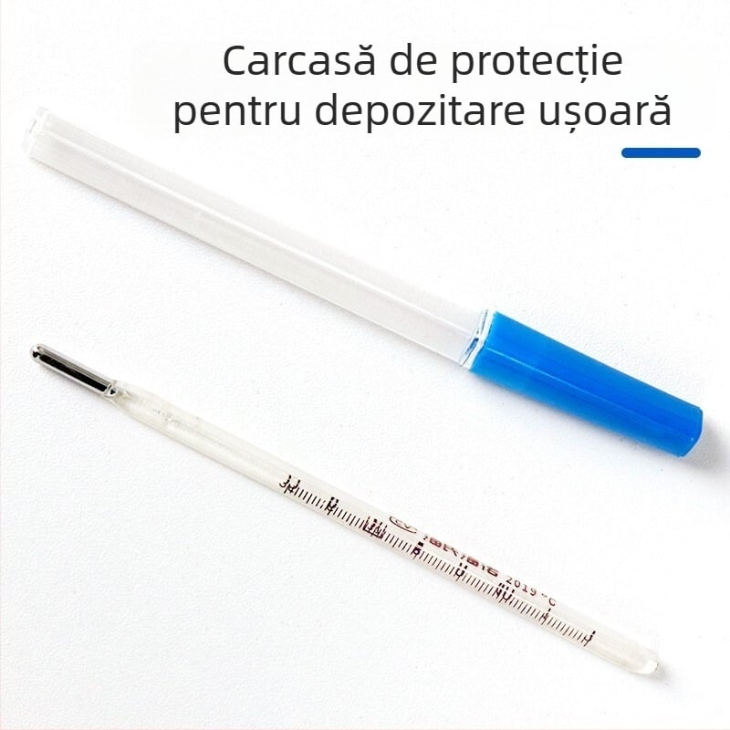 Termometru medical din sticlă cu mercur pentru măsurarea febrei subrațului și în gură, reutilizabil, cutie cu 10 bucăți, brand Hainuo