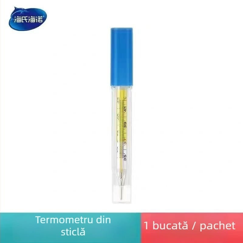 Termometru medical din sticlă cu mercur pentru măsurarea febrei subrațului și în gură, reutilizabil, cutie cu 10 bucăți, brand Hainuo