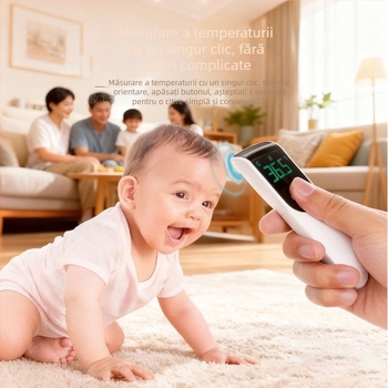 Termometru infraroșu fără contact pentru frunte, cu ecran LCD, citire rapidă și precisă, alarmă de febră, cu utilizare dublă pentru temperatura corpului și a obiectelor, termometru medical portabil