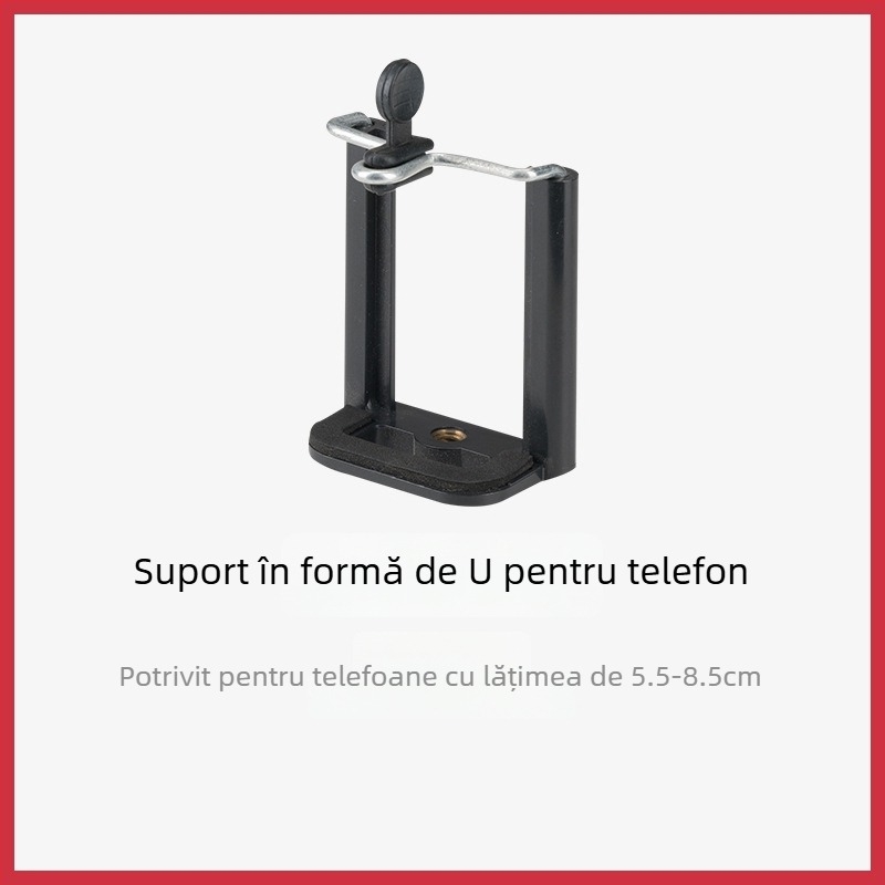 Clip Weifeng pentru telefon, în formă de U, aliaj de aluminiu, două cold shoe, rotativ, clip pentru telefon și tabletă, compatibil cu trepied