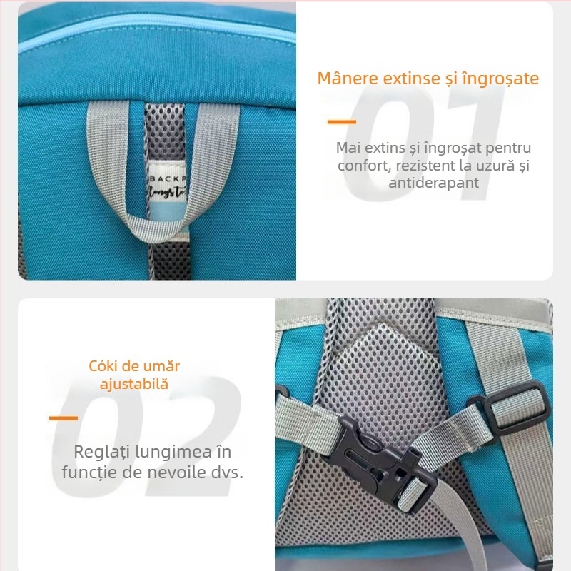 Rucsac unisex din pânză Oxford, cu bretele cu pernă de aer – rucsac școlar multifuncțional pentru clasele 3–4