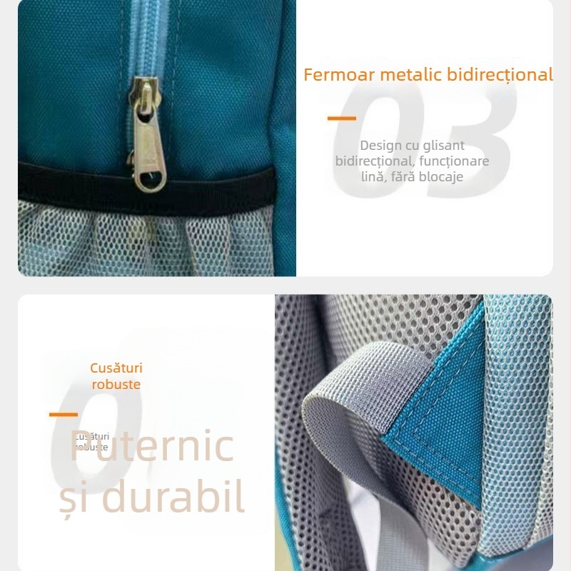 Rucsac unisex din pânză Oxford, cu bretele cu pernă de aer – rucsac școlar multifuncțional pentru clasele 3–4