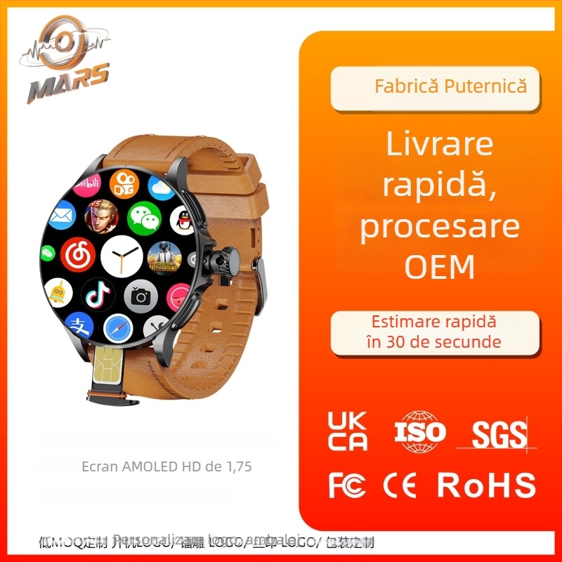 GT200 Android smartwatch cu ecran AMOLED, rezistent la apă zilnic, monitorizare ritm cardiac, tensiune arterială și nivelul de oxigen din sânge