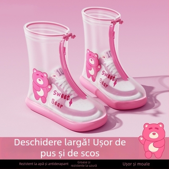 Protecție impermeabilă pentru pantofi copii, antiderapant, stil desen animat, PVC material