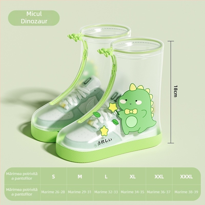 Protecție impermeabilă pentru pantofi copii, antiderapant, stil desen animat, PVC material