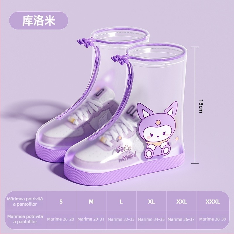 Protecție impermeabilă pentru pantofi copii, antiderapant, stil desen animat, PVC material