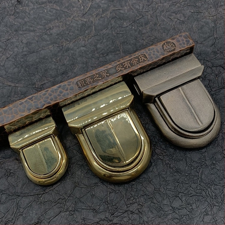 Zăvor mortise pentru accesorii din piele – cupru pur, încuietoare răsucire, stil „Duck Tongue“, DIY handmade