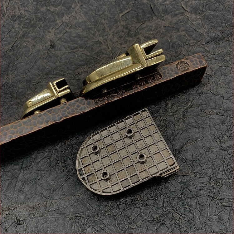 Zăvor mortise pentru accesorii din piele – cupru pur, încuietoare răsucire, stil „Duck Tongue“, DIY handmade