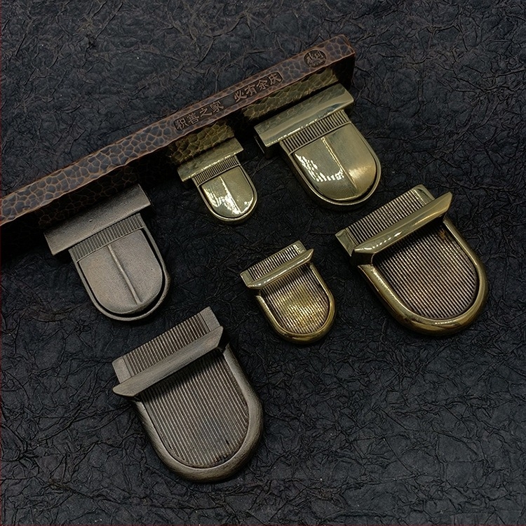 Zăvor mortise pentru accesorii din piele – cupru pur, încuietoare răsucire, stil „Duck Tongue“, DIY handmade
