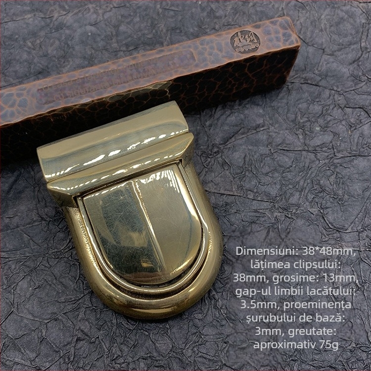Zăvor mortise pentru accesorii din piele – cupru pur, încuietoare răsucire, stil „Duck Tongue“, DIY handmade