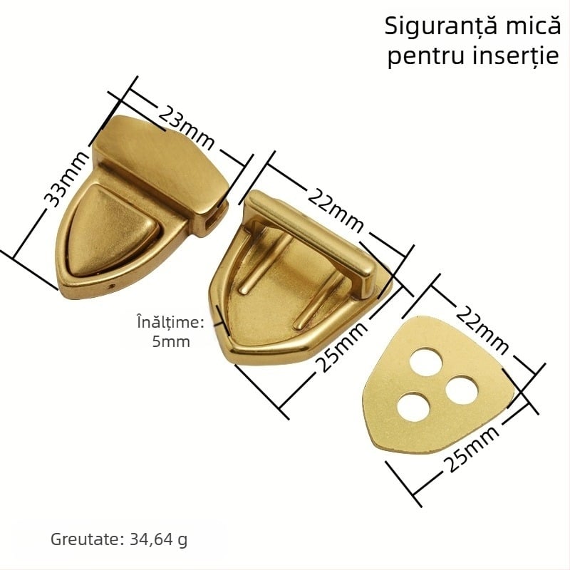 Hardware pentru genți din alamă, încuietoare insert, model New lock, seria Lock