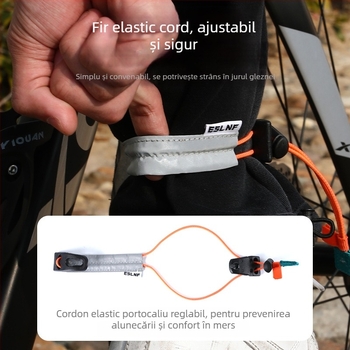 Bandă pentru picior pentru bicicletă ESLNF cu bandă din nailon, material reflectorizant, construcție elastică și cataramă reglabilă