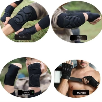 Set de genunchiere și protecții pentru coate pentru sporturi în aer liber – material Spandex-Poliester, burete EVA, ușor 100–150 g; 50 de seturi în cutie; protecție pentru genunchi și coate pentru alergare, ciclism, baschet/volei, dans, drumeții