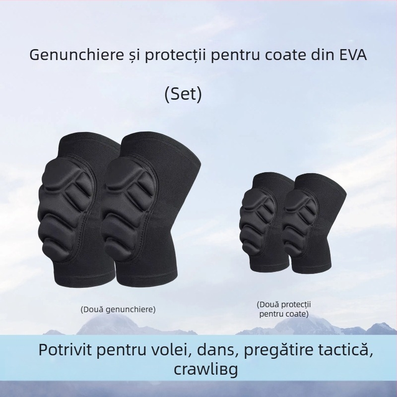 Set de genunchiere și protecții pentru coate pentru sporturi în aer liber – material Spandex-Poliester, burete EVA, ușor 100–150 g; 50 de seturi în cutie; protecție pentru genunchi și coate pentru alergare, ciclism, baschet/volei, dans, drumeții