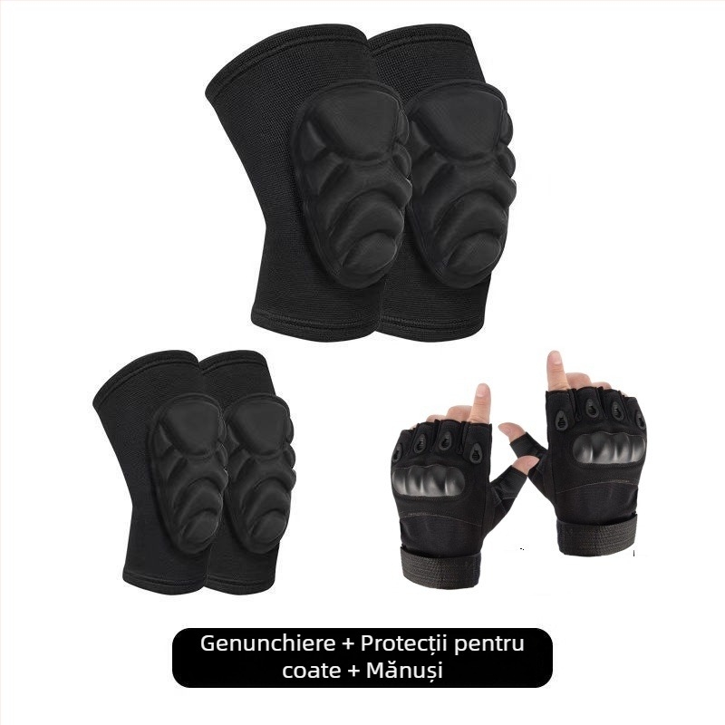 Set de genunchiere și protecții pentru coate pentru sporturi în aer liber – material Spandex-Poliester, burete EVA, ușor 100–150 g; 50 de seturi în cutie; protecție pentru genunchi și coate pentru alergare, ciclism, baschet/volei, dans, drumeții
