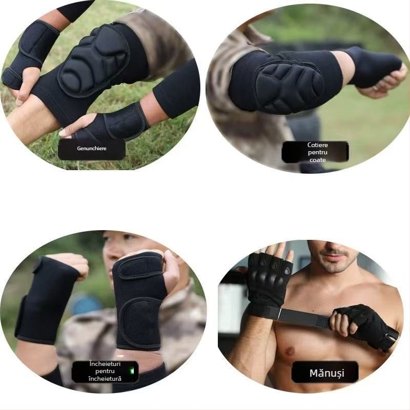 Set de genunchiere și protecții pentru coate pentru sporturi în aer liber – material Spandex-Poliester, burete EVA, ușor 100–150 g; 50 de seturi în cutie; protecție pentru genunchi și coate pentru alergare, ciclism, baschet/volei, dans, drumeții