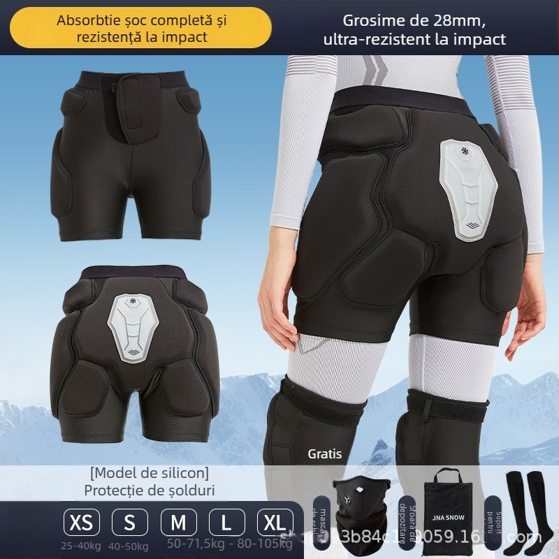Echipament protector intern pentru schi, cu protecții de șolduri și genunchi, material silicon-lycra, pentru bărbați și femei, pentru schi și snowboard