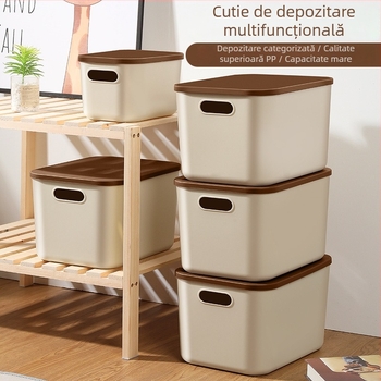 Cutie de depozitare pentru birou, plastic PP5, 15L capacitate, stil japonez, organizator monocrom