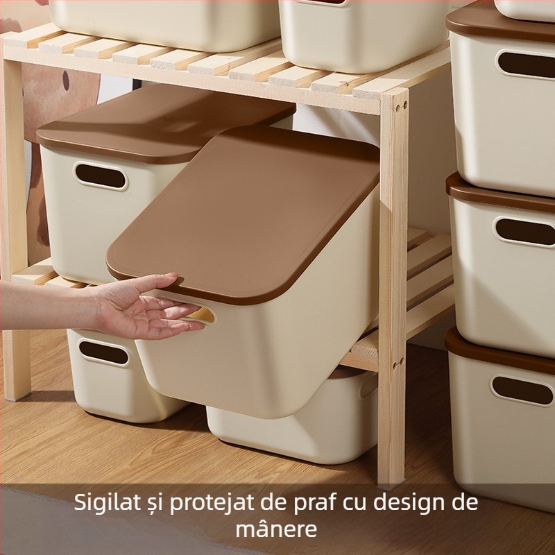 Cutie de depozitare pentru birou, plastic PP5, 15L capacitate, stil japonez, organizator monocrom
