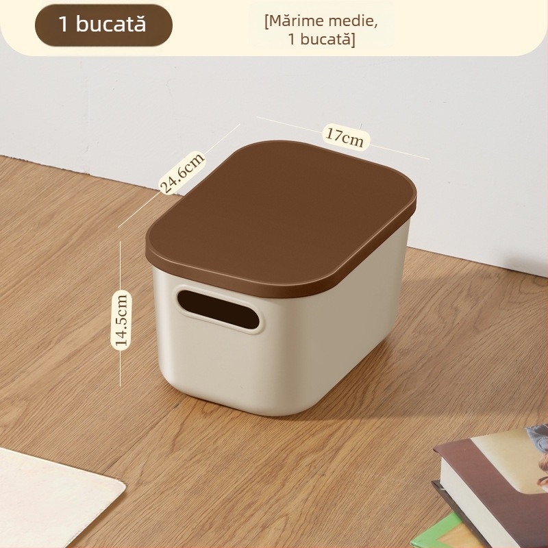 Cutie de depozitare pentru birou, plastic PP5, 15L capacitate, stil japonez, organizator monocrom