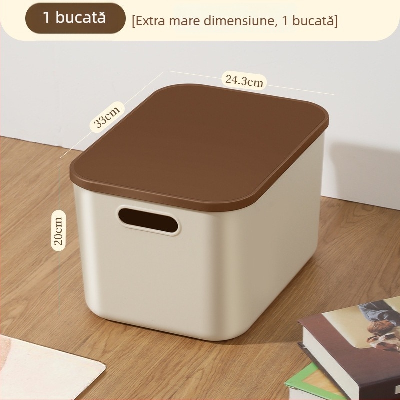 Cutie de depozitare pentru birou, plastic PP5, 15L capacitate, stil japonez, organizator monocrom