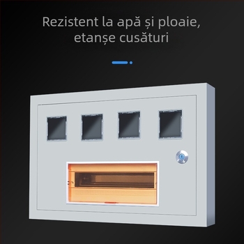 Cutie de contoare pentru două locuințe, monofazată, montaj pe suprafață sau încastrat, protecție IP30 împotriva apei și prafului, carcasă din oțel laminat la rece, certificat CCC