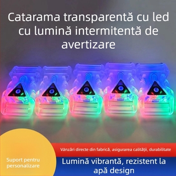 Cataramă din plastic reglabilă cu LED transparent pentru rucsaci și lese de animale de companie