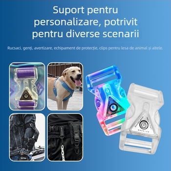 Cataramă din plastic reglabilă cu LED transparent pentru rucsaci și lese de animale de companie