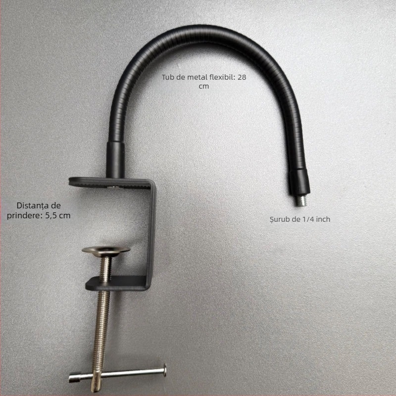 Suport de cameră pentru birou cu clip în formă de C, aliaj, șurub 1/4 inch, pan/tilt