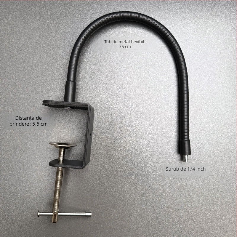 Suport de cameră pentru birou cu clip în formă de C, aliaj, șurub 1/4 inch, pan/tilt