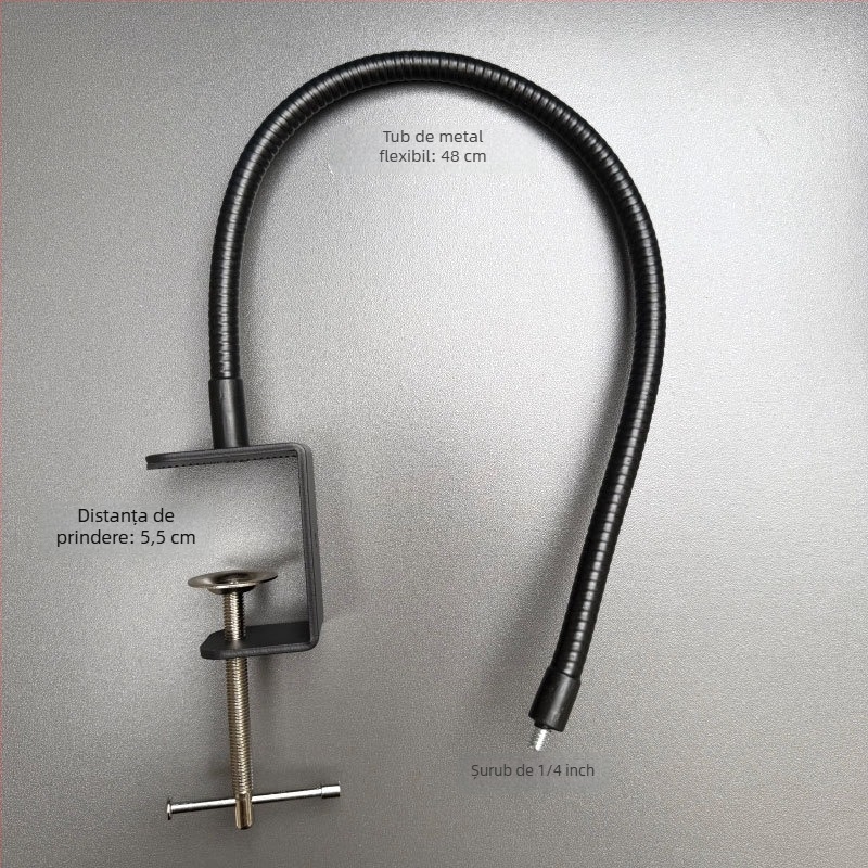 Suport de cameră pentru birou cu clip în formă de C, aliaj, șurub 1/4 inch, pan/tilt