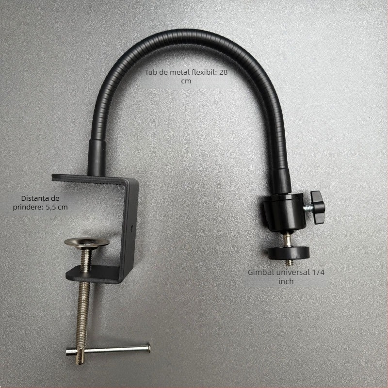 Suport de cameră pentru birou cu clip în formă de C, aliaj, șurub 1/4 inch, pan/tilt