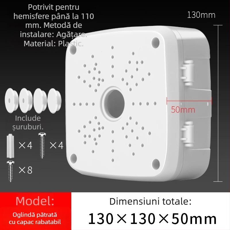 Cutie de conexiuni din plastic, pătrată, rezistentă la apă și praf, cu suport de montaj pe tavan pentru gestionarea cablurilor (Model WD005)
