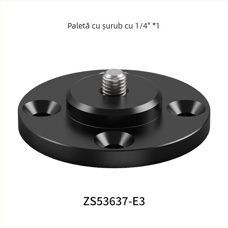 Suport cu flanșă pentru GoPro, cu cap sferic de 1/4 inch — aliaj de aluminiu, montaj pe perete sau pe birou, sarcină maximă 2-5 kg.