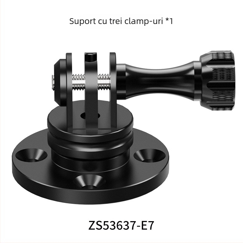 Suport cu flanșă pentru GoPro, cu cap sferic de 1/4 inch — aliaj de aluminiu, montaj pe perete sau pe birou, sarcină maximă 2-5 kg.